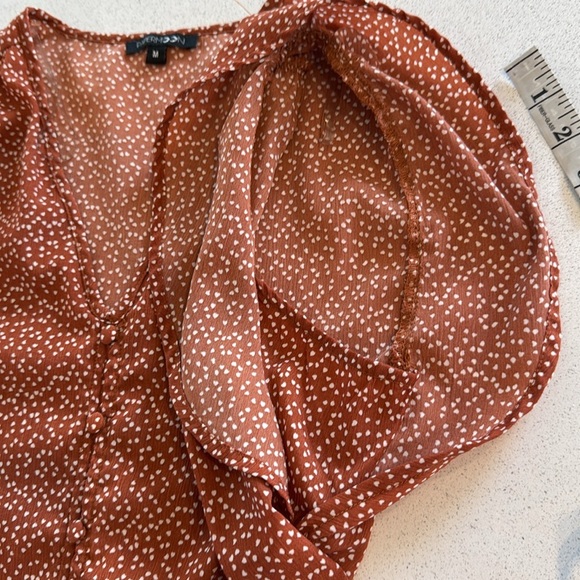 Papermoon Blouse – Size M, Brown with Abstract Dot Print, 100% Polyester - Picture 9 of 11